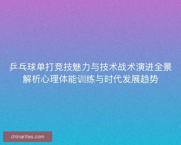 乒乓球单打竞技魅力与技术战术演进全景解析心理体能训练与时代发展趋势