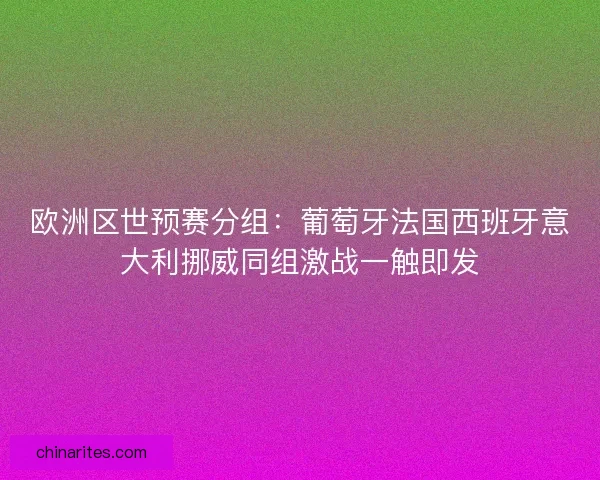 欧洲区世预赛分组：葡萄牙法国西班牙意大利挪威同组激战一触即发