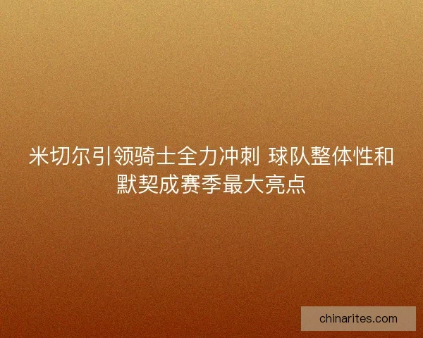 米切尔引领骑士全力冲刺 球队整体性和默契成赛季最大亮点