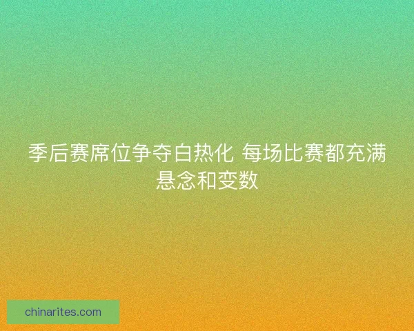 季后赛席位争夺白热化 每场比赛都充满悬念和变数